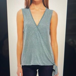 Bobeau - Surplice Sleeveless Side Hem Top - Dusty Teal - Size XL